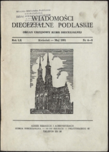 Wiadomości Diecezjalne Podlaskie R. 60 (1991) nr 4 - 5