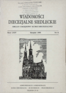 Wiadomości Diecezjalne Siedleckie R. 64 (1995) nr 8