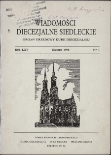Wiadomości Diecezjalne Siedleckie R. 65 (1996) nr 1