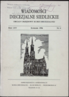 Wiadomości Diecezjalne Siedleckie R. 65 (1996) nr 4