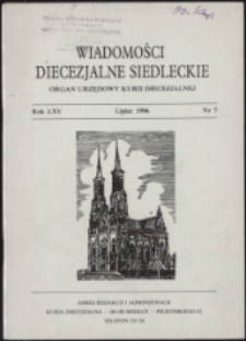 Wiadomości Diecezjalne Siedleckie R. 65 (1996) nr 7