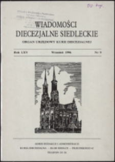 Wiadomości Diecezjalne Siedleckie R. 65 (1996) nr 9