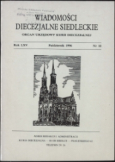 Wiadomości Diecezjalne Siedleckie R. 65 (1996) nr 10