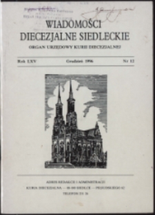 Wiadomości Diecezjalne Siedleckie R. 65 (1996) nr 12
