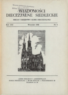 Wiadomości Diecezjalne Podlaskie R. 61 (1992) nr 9