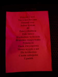 Koncert (gig) zespołu Back to Reality "Piątek 13-go”, 13 kwietnia 2007 r., Muzyczna Apteka, ul. Kościuszki, Biała Podlaska : setlista