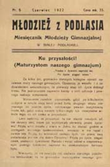 Młodzież z Podlasia : miesięcznik młodzieży gimnazjalnej w Białej Podlaskiej R. 1(1922) nr 6