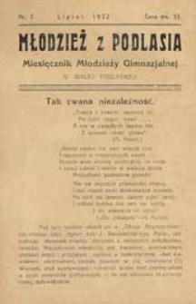 Młodzież z Podlasia : miesięcznik młodzieży gimnazjalnej w Białej Podlaskiej R. 1(1922) nr 7