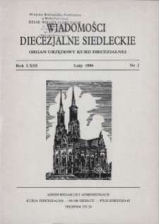 Wiadomości Diecezjalne Siedleckie R.63 (1994) nr 2