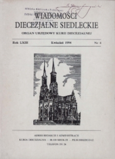 Wiadomości Diecezjalne Siedleckie R.63 (1994) nr 4