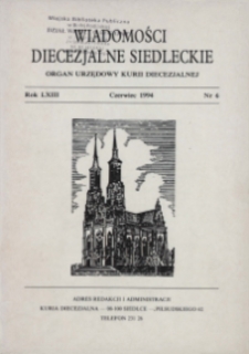 Wiadomości Diecezjalne Siedleckie R.63 (1994) nr 6