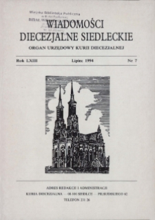 Wiadomości Diecezjalne Siedleckie R.63 (1994) nr 7
