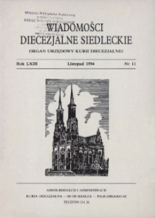 Wiadomości Diecezjalne Siedleckie R.63 (1994) nr 11