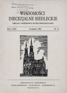 Wiadomości Diecezjalne Siedleckie R.63 (1994) nr 12