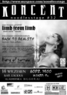 Koncert Back To Reality "Noodless stage #32", 13.09. 2008, Biłgoraj, Bar Exodus : plakat