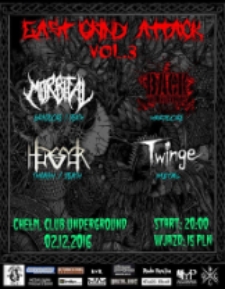 Koncert zespołu Back To Reality, East Grind Attack Vol. 3, Klub Underground, Chełm, 02.12. 2016 : plakat