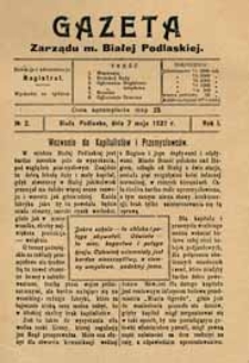 Gazeta Zarządu M. Białej Podlaskiej R. 1 (1922) nr 2