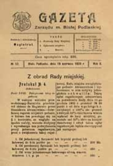 Gazeta Zarządu M. Białej Podlaskiej R. 2 (1923) nr 12