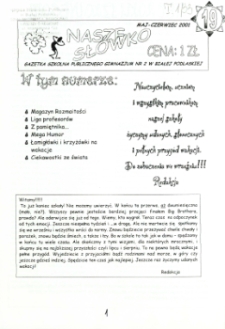 Nasze Słówko : gazetka szkolna Publicznego Gimnazjum nr 2 w Białej Podlaskiej R. 3 (2001) nr 19