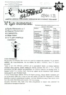 Nasze Słówko : gazetka szkolna Publicznego Gimnazjum nr 2 w Białej Podlaskiej R. 3 (2001) nr 20