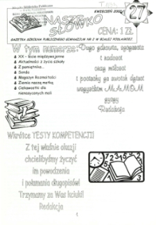 Nasze Słówko : gazetka szkolna Publicznego Gimnazjum nr 2 w Białej Podlaskiej R. 4 (2002) nr 27