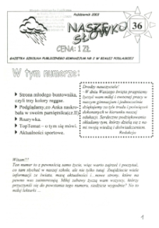 Nasze Słówko : gazetka szkolna Publicznego Gimnazjum nr 2 w Białej Podlaskiej R. 5 (2003) nr 36
