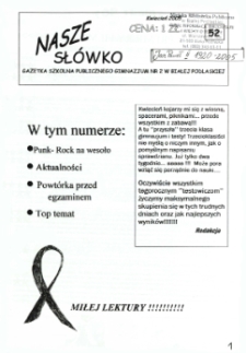 Nasze Słówko : gazetka szkolna Publicznego Gimnazjum nr 2 w Białej Podlaskiej R.7 (2005) nr 52