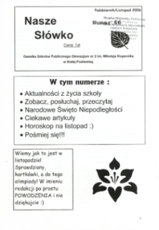 Nasze Słówko : gazetka szkolna Publicznego Gimnazjum nr 2 w Białej Podlaskiej R. 8 (2006) nr 66