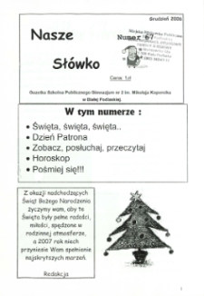 Nasze Słówko : gazetka szkolna Publicznego Gimnazjum nr 2 w Białej Podlaskiej R. 8 (2006) nr 67