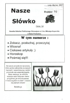 Nasze Słówko : gazetka szkolna Publicznego Gimnazjum nr 2 w Białej Podlaskiej R. 9 (2007) nr 70