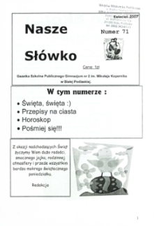 Nasze Słówko : gazetka szkolna Publicznego Gimnazjum nr 2 w Białej Podlaskiej R. 9 (2007) nr 71