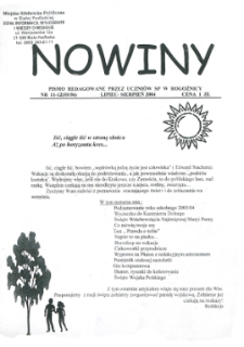 Nowiny : pismo redagowane przez uczniów SP w Rogoźnicy R. 3 (2004) nr 11 - 12 (55 - 56)