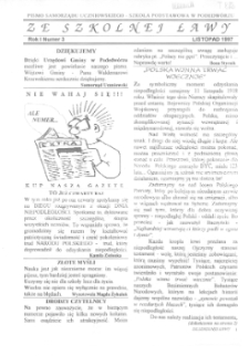 Ze Szkolnej Ławy : pismo samorządu uczniowskiego - Szkoła Podstawowa w Podedw&oacute;rzu R. 1 (1997) nr 3