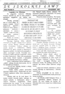 Ze Szkolnej Ławy : pismo samorządu uczniowskiego - Szkoła Podstawowa w Podedw&oacute;rzu R. 1 (1997) nr 4