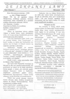 Ze Szkolnej Ławy : pismo samorządu uczniowskiego - Szkoła Podstawowa w Podedwórzu R. 2 (1998) nr 1