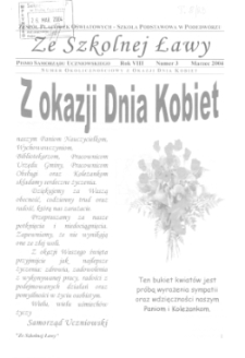 Ze Szkolnej Ławy : pismo samorządu uczniowskiego - Szkoła Podstawowa w Podedwórzu R.8 (2002) nr 3