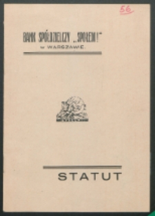 Statut : Bank Spółdzielczy "Społem!" w Warszawie