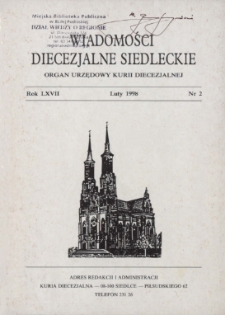 Wiadomości Diecezjalne Siedleckie : organ urzędowy Kurii Diecezjalnej R. 67 (1998) nr 2