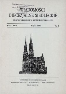 Wiadomości Diecezjalne Siedleckie : organ urzędowy Kurii Diecezjalnej R. 67 (1998) nr 7