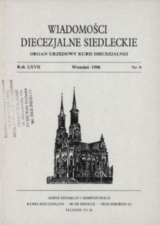 Wiadomości Diecezjalne Siedleckie : organ urzędowy Kurii Diecezjalnej R. 67 (1998) nr 9