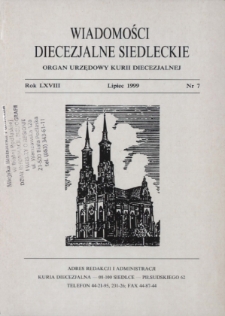 Wiadomości Diecezjalne Siedleckie : organ urzędowy Kurii Diecezjalnej R. 68 (1999) nr 7