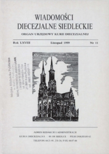 Wiadomości Diecezjalne Siedleckie : organ urzędowy Kurii Diecezjalnej R. 68 (1999) nr 11