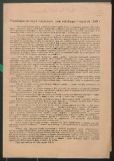 Pogadanka na dzień rozpoczęcia roku szkolnego 1 września 1949 r.