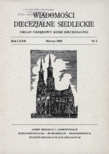 Wiadomości Diecezjalne Siedleckie : organ urzędowy Kurii Diecezjalnej R.72 (2003) nr 3