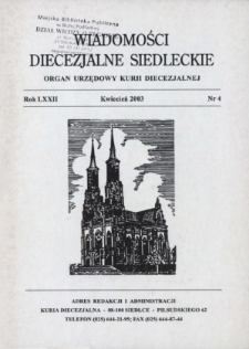 Wiadomości Diecezjalne Siedleckie : organ urzędowy Kurii Diecezjalnej R.72 (2003) nr 4
