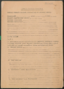 Formularz : Kwestionariusz dotyczy stosunku okupanta niemieckiego do polskiej szkoły