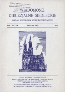 Wiadomości Diecezjalne Siedleckie : organ urzędowy Kurii Diecezjalnej R. 78 (2009) nr 4