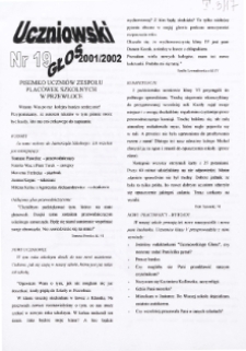 Uczniowski Głos : pisemko uczniów Zespołu Placówek Szkolnych w Przewłoce R. 3 (2001/2002) nr 19