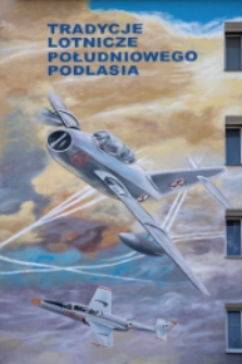 Fragment muralu nad siedzibą Sali Tradycji Lotniczych Południowego Podlasia w bloku przy ul. Sidorskiej w Białej Podlaskiej [fotografia]