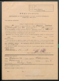 Deklaracja przystąpienia do Wojewódzkiego Związku Gminnych Spółdzielni "Samopomoc Chłopska"
